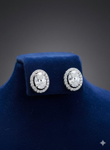 925 Silver Oval Shimmer Earrings